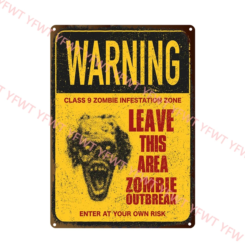 Warning Zombie Poster Danger Vintage Tin Signs Beware of Dog No Parking No Trespassing Metal Plate Garden Home Wall Decor