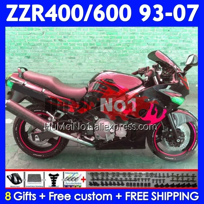 ZZR-400 For KAWASAKI NINJA ZZR 400 1993 1994 1995 1996 1997 1998 Red flames 238No.171 ZZR400 99 00 01 02 03 04 05 06 07 Fairing