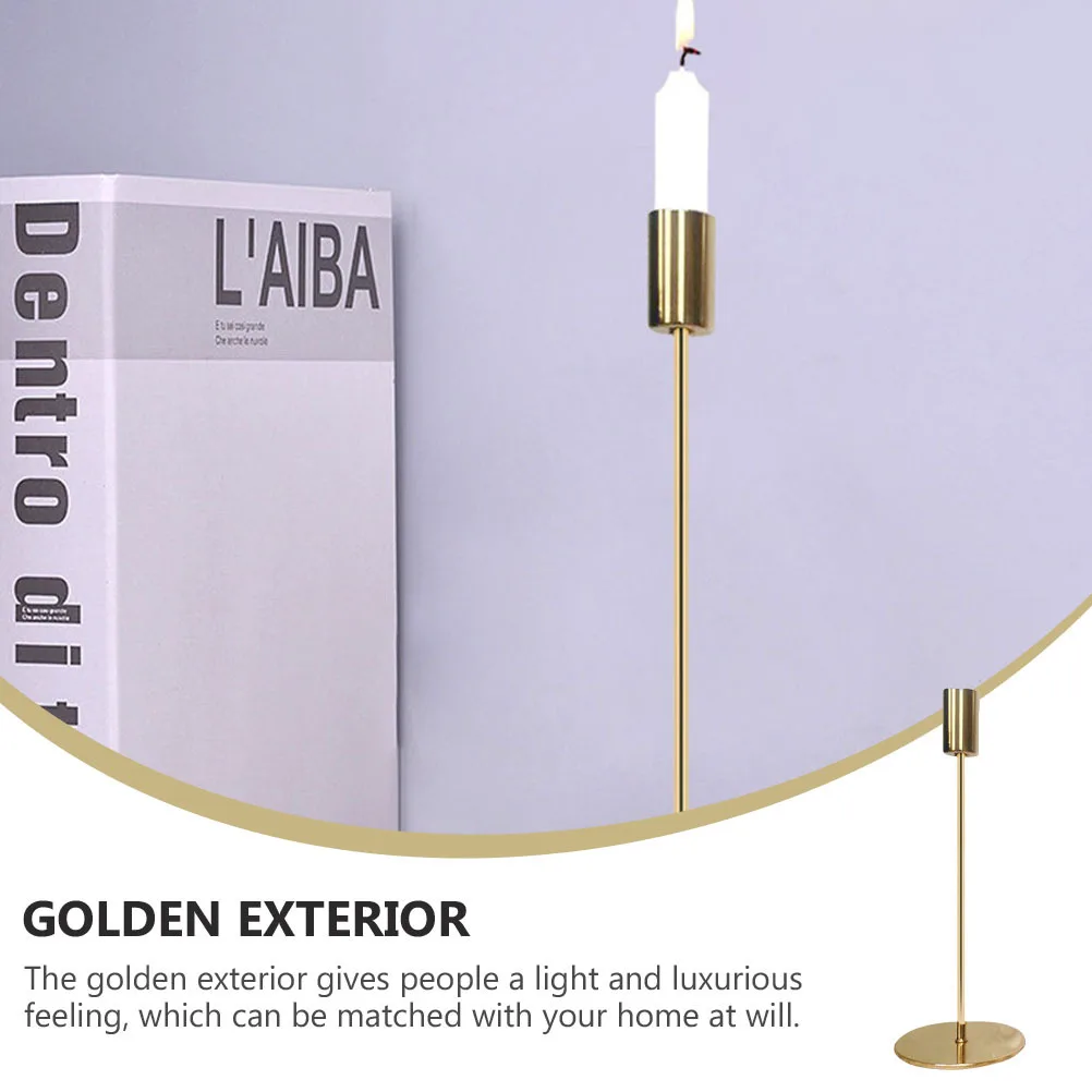 

2pcs Metal Stand Golden Simple Design For Wedding Party Decorative Tabletop Iron Art Candleholder Home Decoration