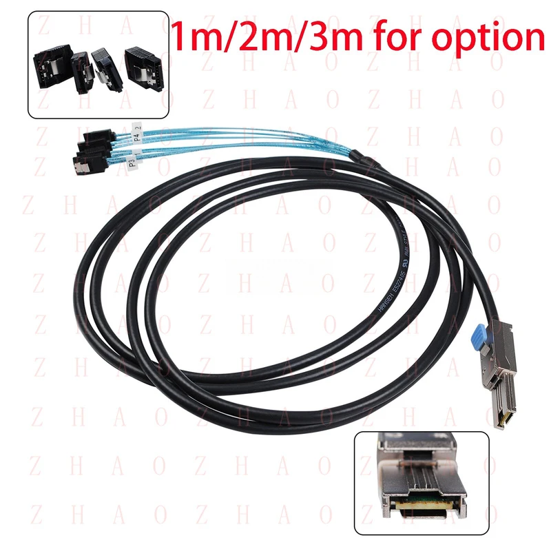 L+ 1m-3meter for Mini SAS to 4 SATA SFF-8088 Multi-Lane Forward Breakout Splitter Cable