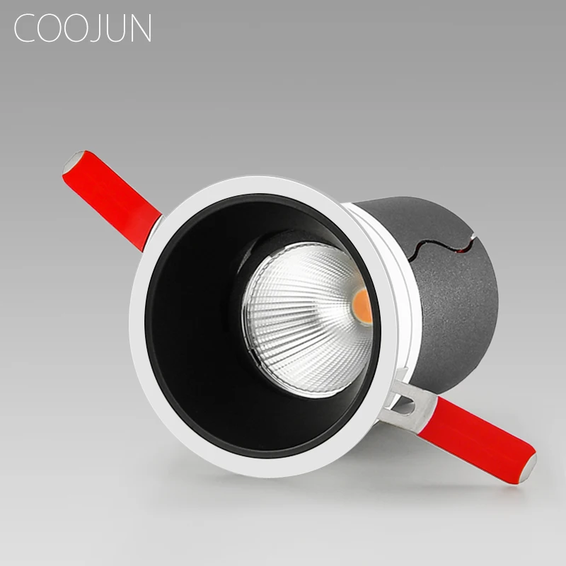 COOJUN LED Embedded Spotlight COB 7W 12W Anti-glare Trimless Aluminum Recessed Downlight For Home Hotel Villa Wall Washer Lamp