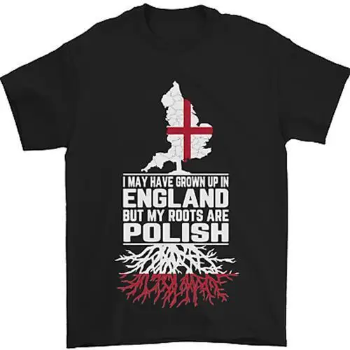 Roots In Poland Polish Polska Flag Orzel Mens T-Shirt 100% Cotton