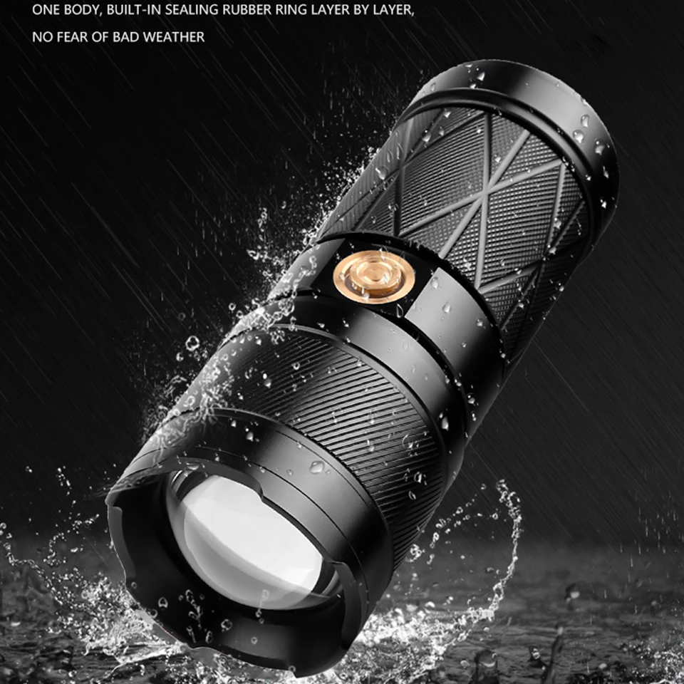 XHP360 Super Bright Led Double Head Flashlight Waterproof Rechargeable Zoomable Torch Work Light Spotlight Floodling Lantern