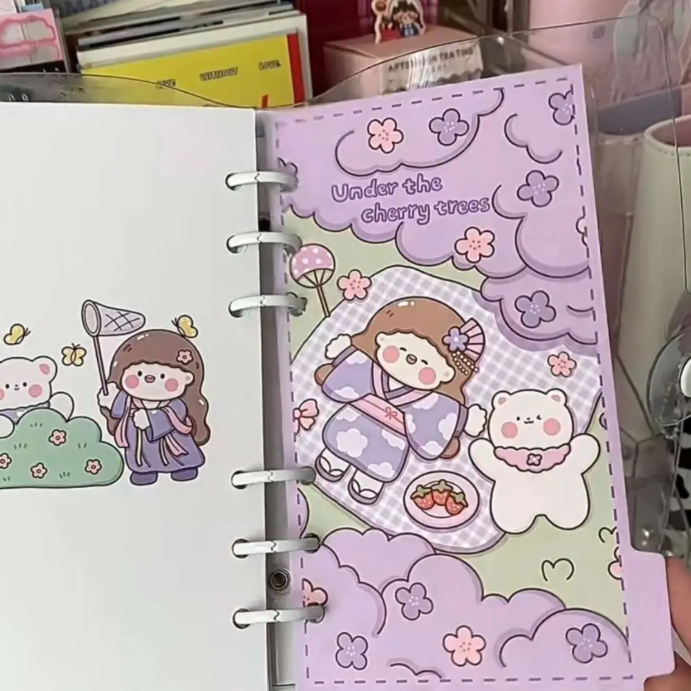 5pcs Rabit A6 Loose Leaf Refill Paper Cartoon Bear Inner Refill Spiral Binder Paper Index Binder Inner Page 6-hole