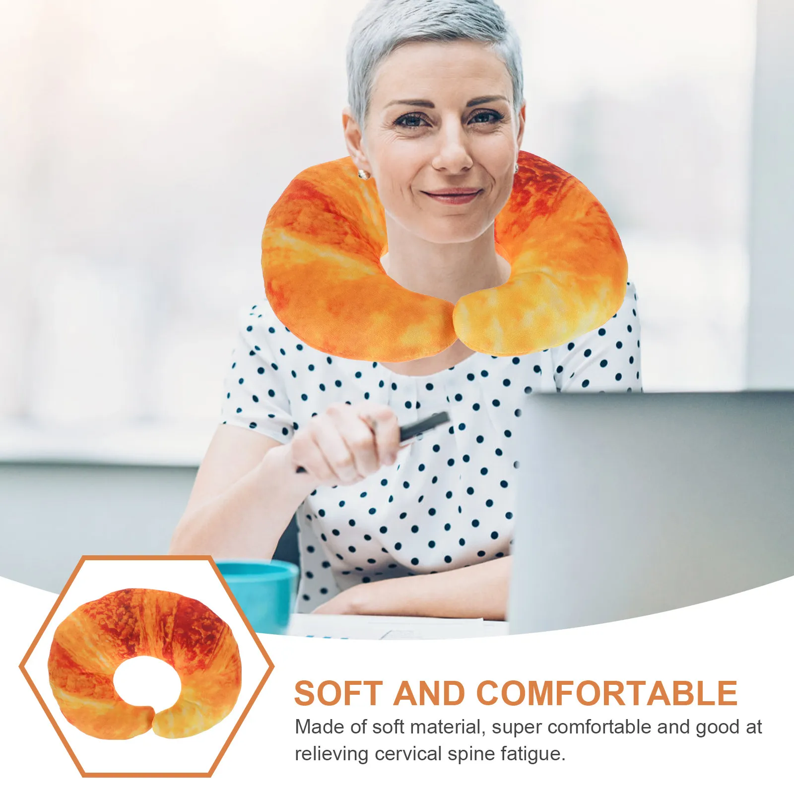 1Pcs U Shape Neck Cushion Imitation Bread Pillow Comfortable Portable Neck Pillow for Travel Home Office Nap Cushion