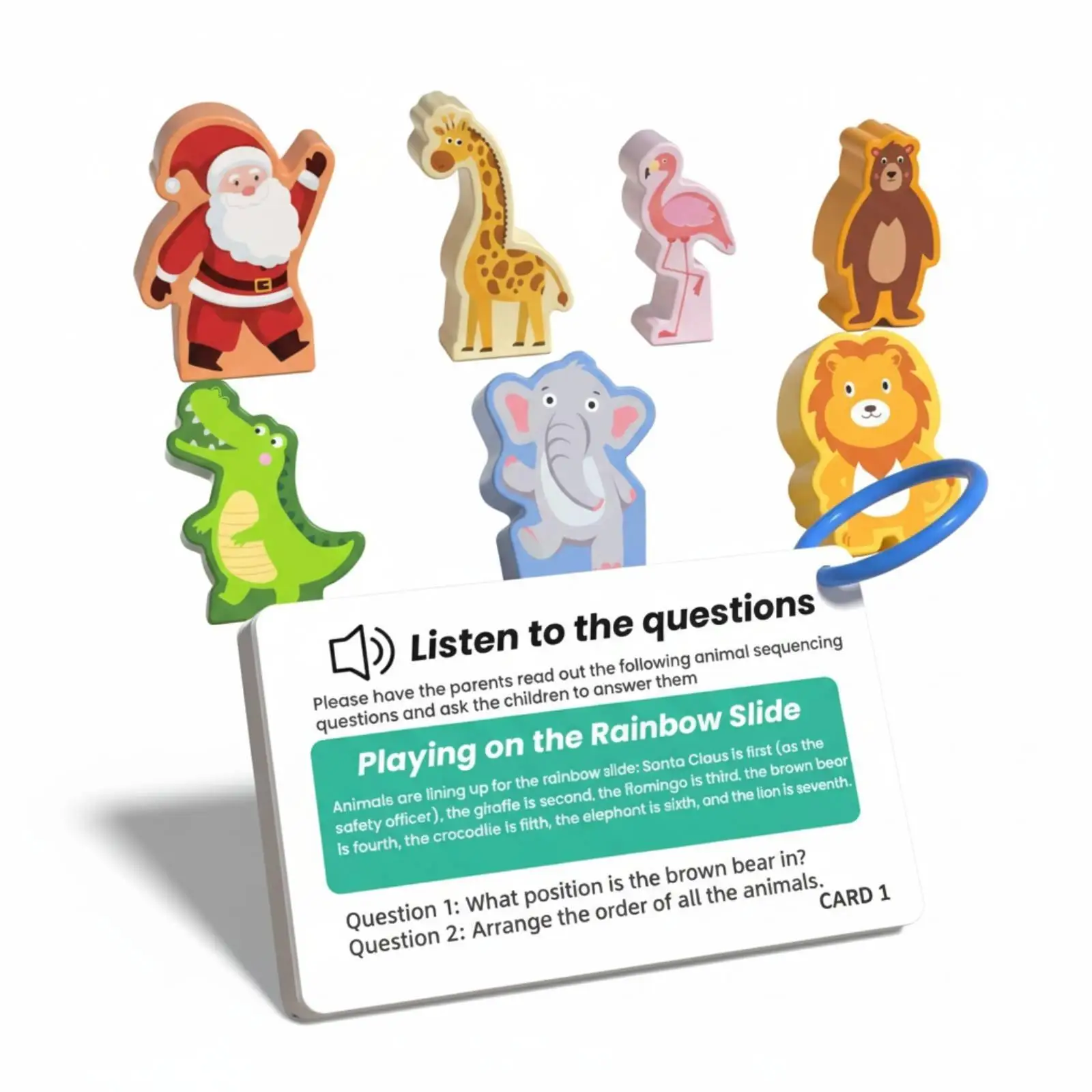 Educational Toy for Kids Wooden Learning Blocks with Cards for Auditory Game and Cognitive Development Activity