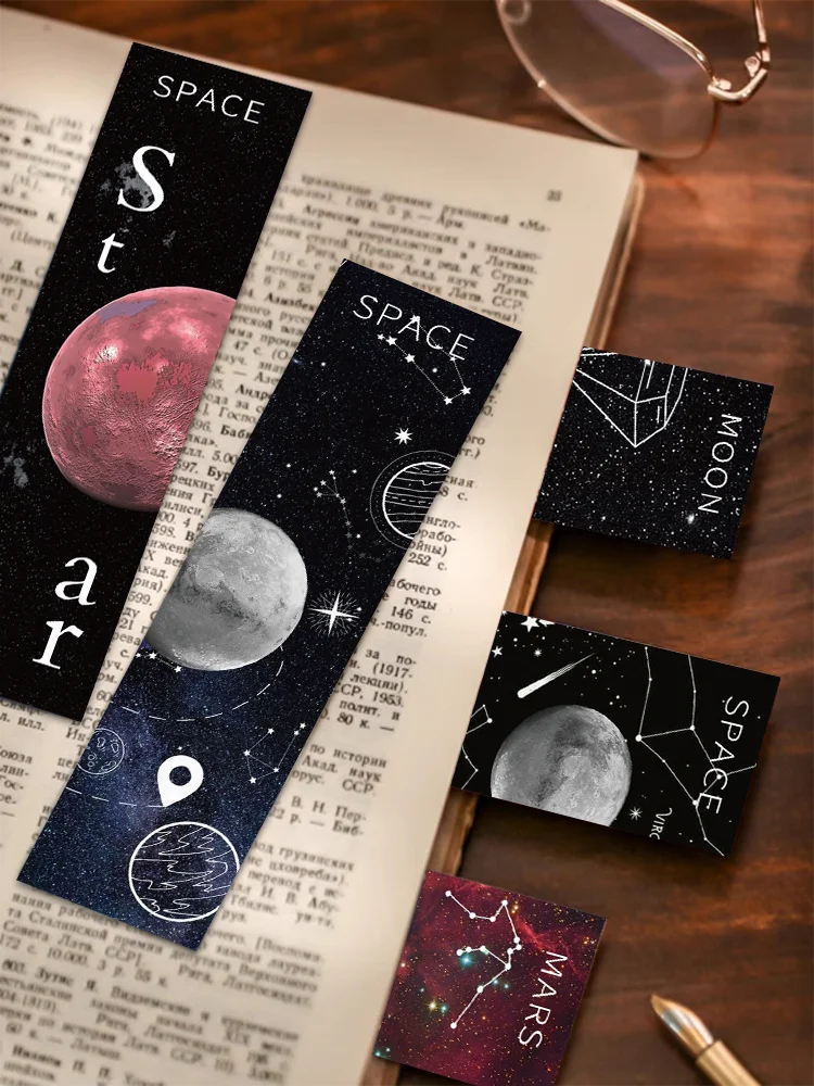 Imagem -03 - Espaço Bookmarks 30 Pcs Cool Roaming Cósmico Estrelas Decorado Páginas de Leitura para Livros para Estudantes Cartões de Papel Presente