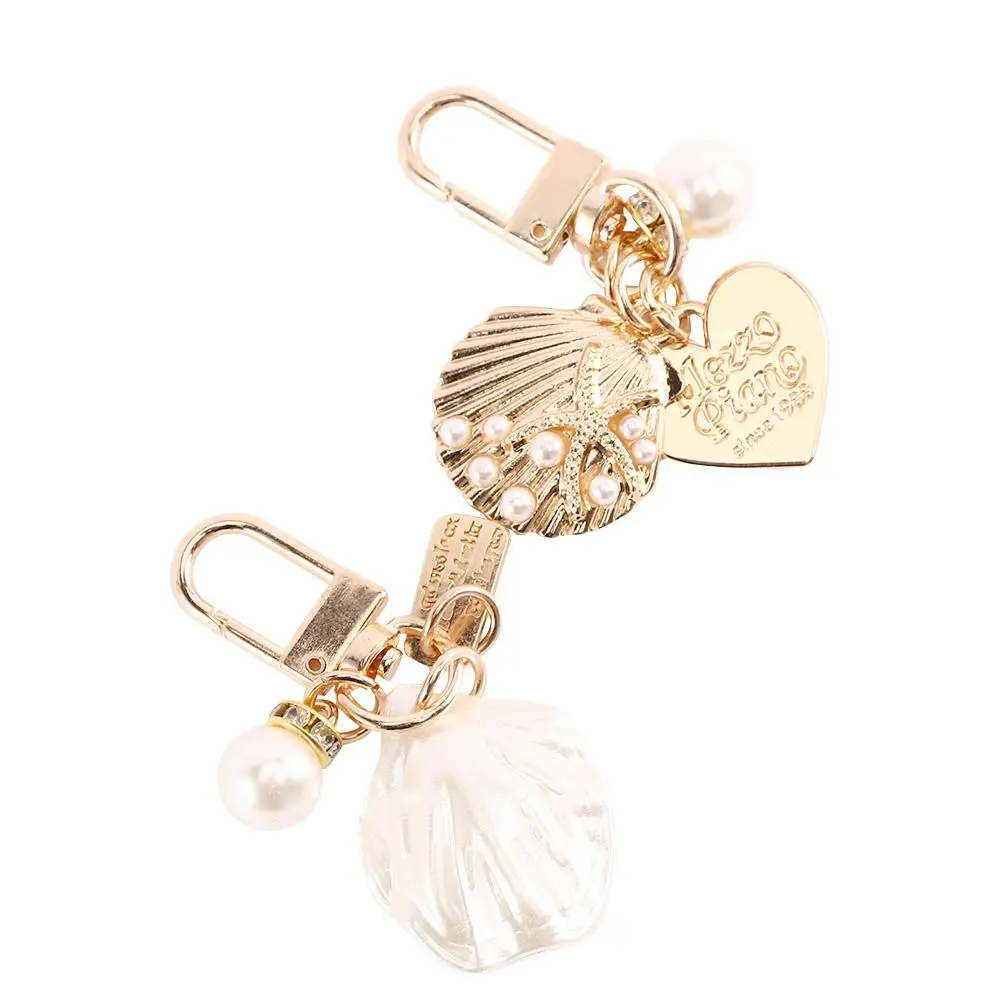 Love Letter Cute Pearl Fashion Gold Color Shell Conch Key Accessories Heart Key Ring Key Chain Bag Charms