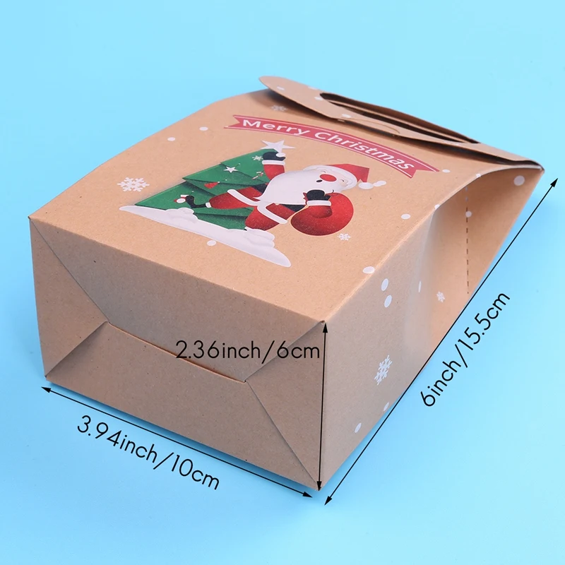 24 Pieces Christmas Party Gift Boxes Bags Xmas Party Candy Bag Kraft Paper Boxes For Xmas Decoration Supplies