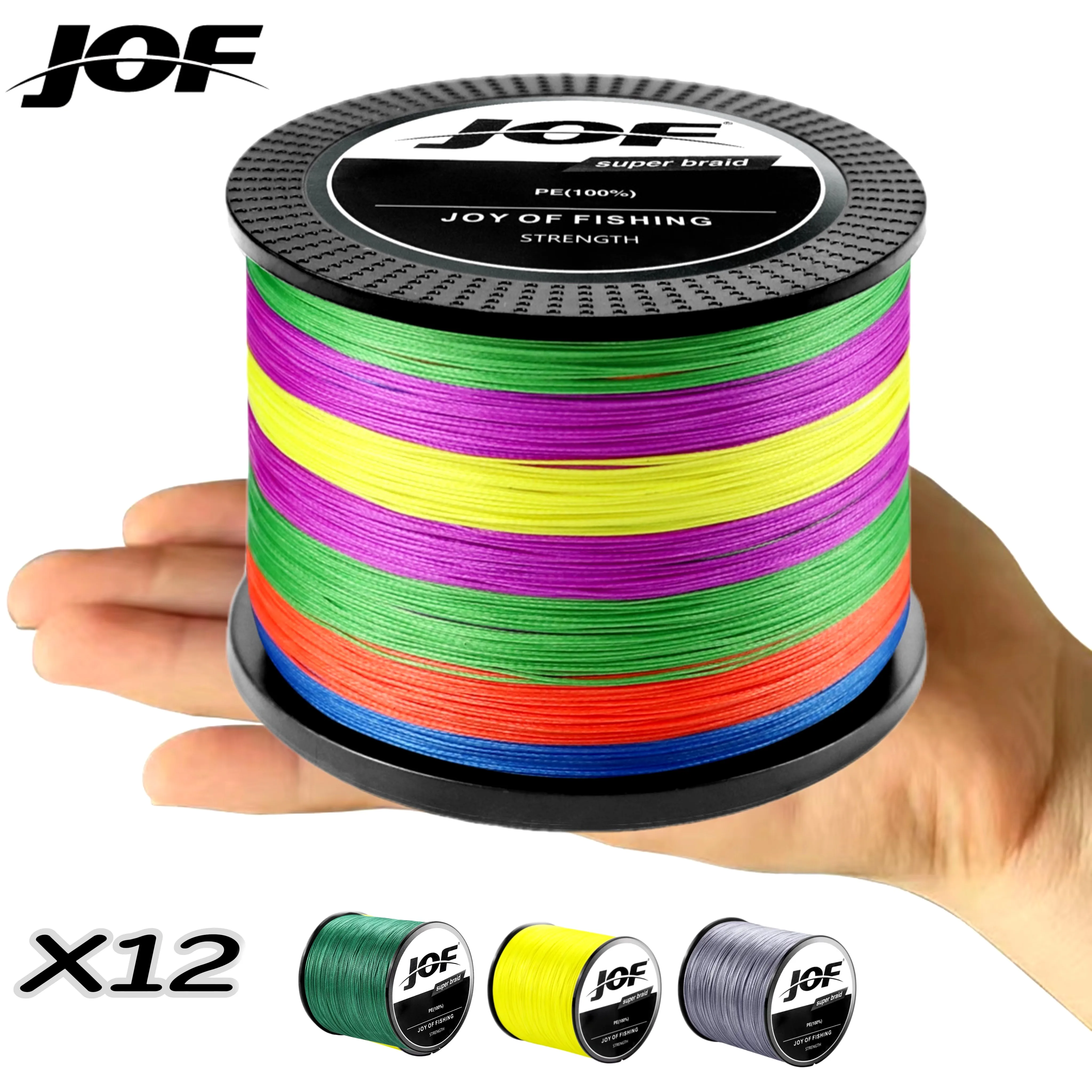 Monofilament Line - JOF 12-Fach Geflochtene Angelschnur X12 Superstark