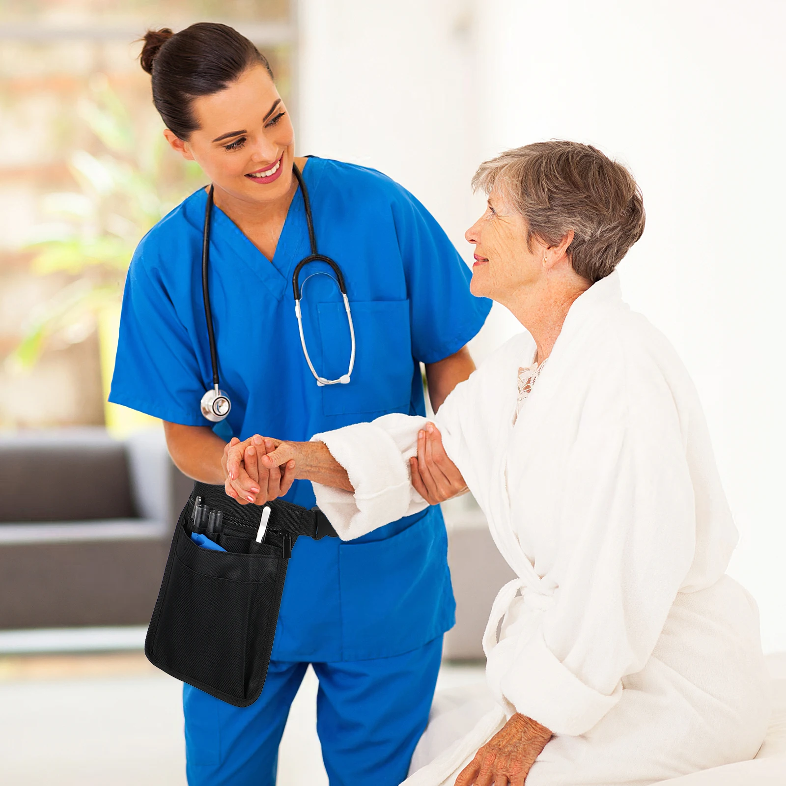 1 szt. Czarna Saszetka Nerka na Narzędzia Torba na Pas Pielęgniarka Ogrodniczek Regulowany Organizer Tkanina Oxford Wodoodporny Wielofunkcyjny