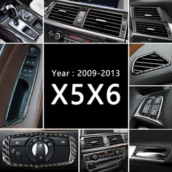 Carbon Fiber For BMW E70 E71 X5 X6 Interior Gearshift Air Conditioning AC CD Panel Reading Light Cover Trim Stickers Accessories