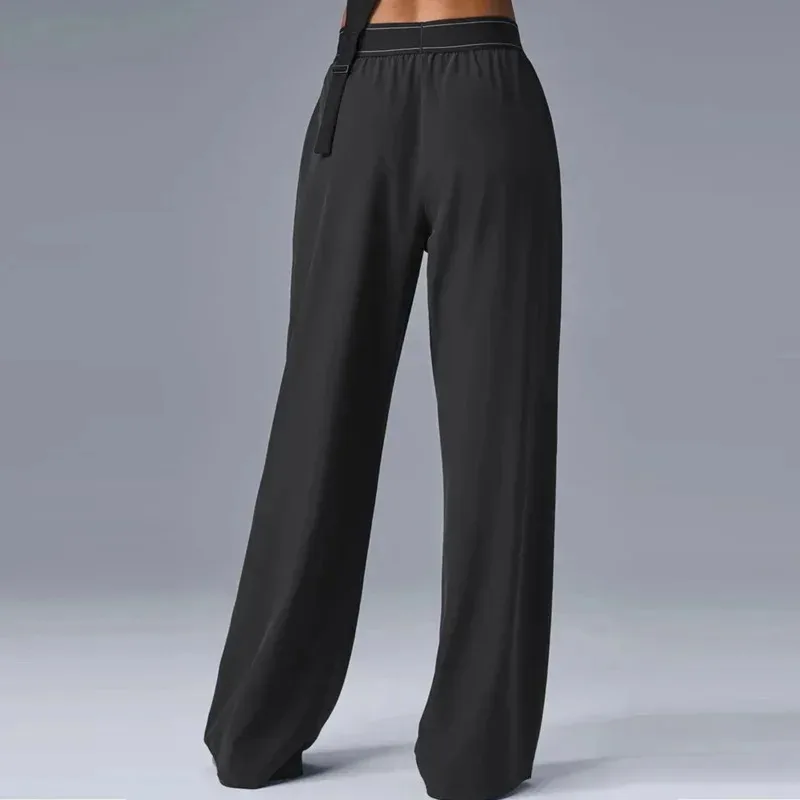 Dames sneldrogende yogabroek Rechte pijpen Lichtgewicht zomerbroek met reflecterend logo Zachte comfortabele casual activewear