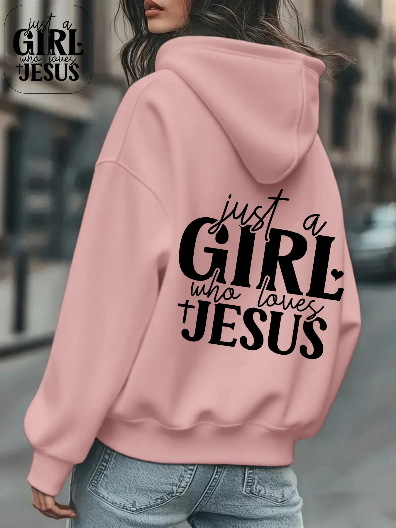 Women's Trendy POCKETLESS Hooded Sweatshirt with Heart Element Print and Multi-Print Casual HipHop Sweatshirt Harajuku Unisex