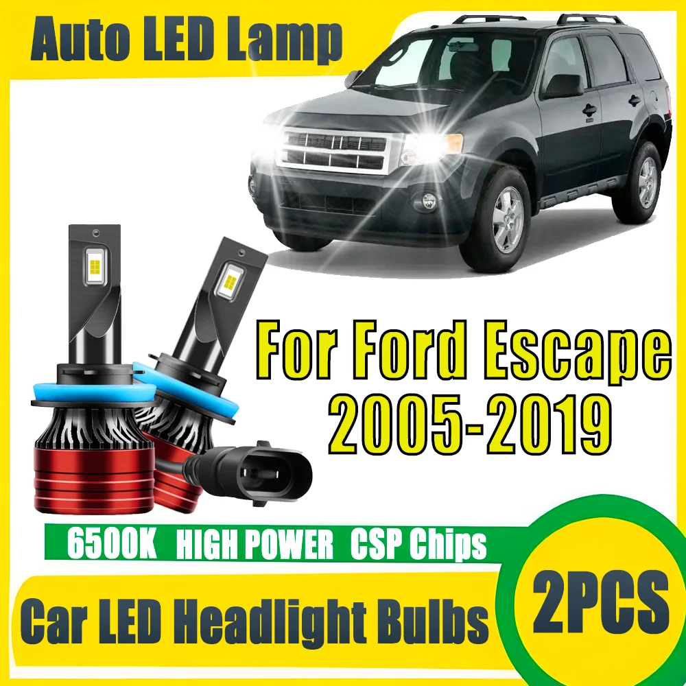 

2pcs H11 H8 H9 Car Bulbs 6500K White Super Bright LED Headlight 20000LM 3570 CSP Chips For Ford Escape 2005-2019 2006 2007 2008