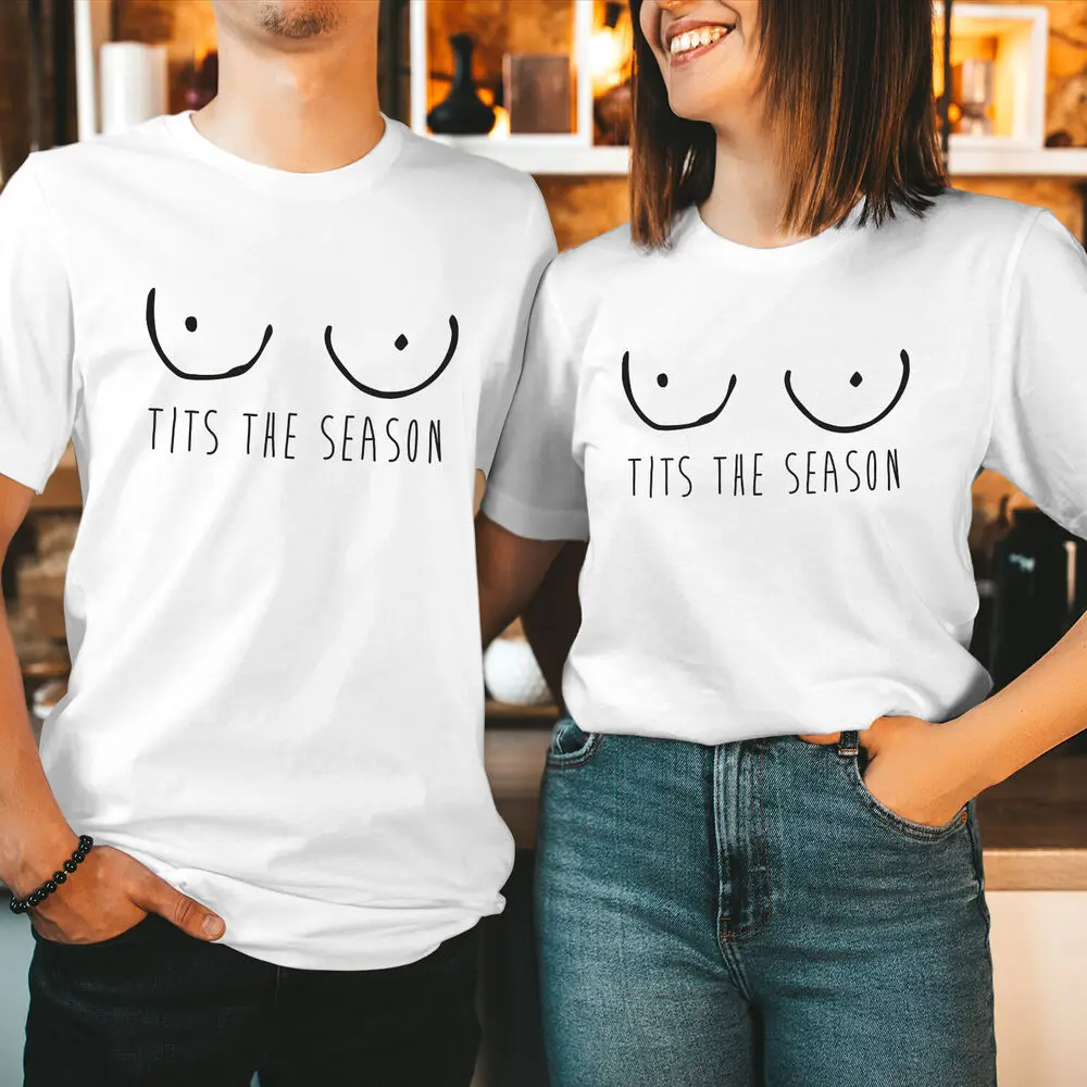 Men Women Short Sleeve T-shirt The Season Rude Funny Christmas Shirts Xmas Elf Gift Costume 100% Cotton Crewneck Couple Tee