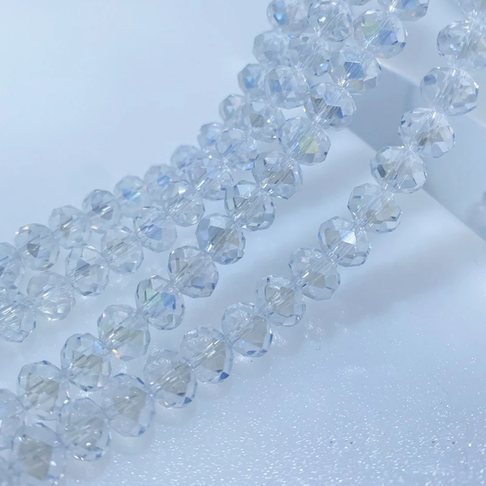 3 4 6 8mm 5Strands White Clear Faceted Clear Glass Bead Crystal Bead Strand Round Spacer Beads for Jewelry Beading DIY QMB3