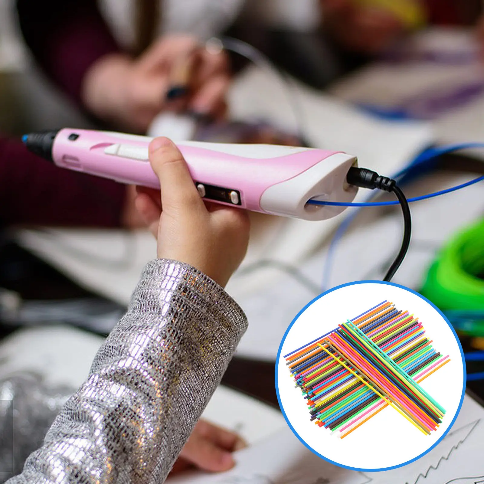 

160 шт. сменных нитей PCL для 3D-ручки, 32 ярких цвета, простые в использовании, портативный дизайн, идеально подходят для рисования и DIY-творчества