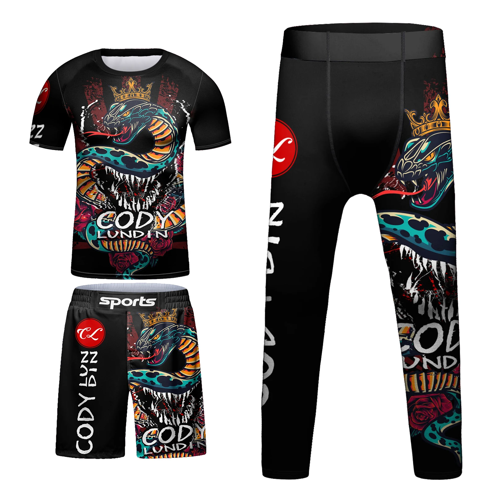 New Kid Jiu jitsu MMA Rashguard T-shirt+Pant+Shorts 3D Bjj Gi Kickboxing Jerseys Tight Boys Children Muay Thai Boxing Sportswear