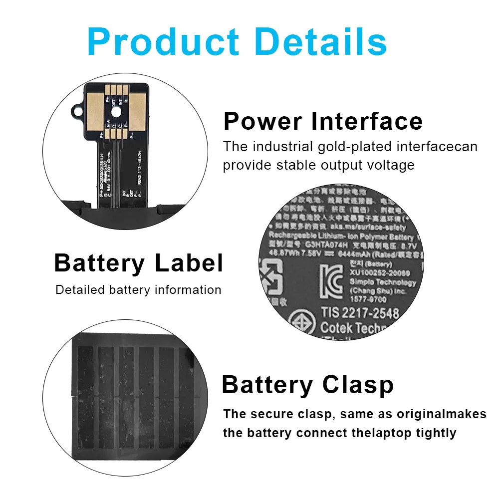 New G3HTA074H DYNH03 Laptop Battery For Microsoft Surface Pro 7+ 1960 Surface Pro 7 Plus Tablet PC Series GA3HTA025H G3HTA073H