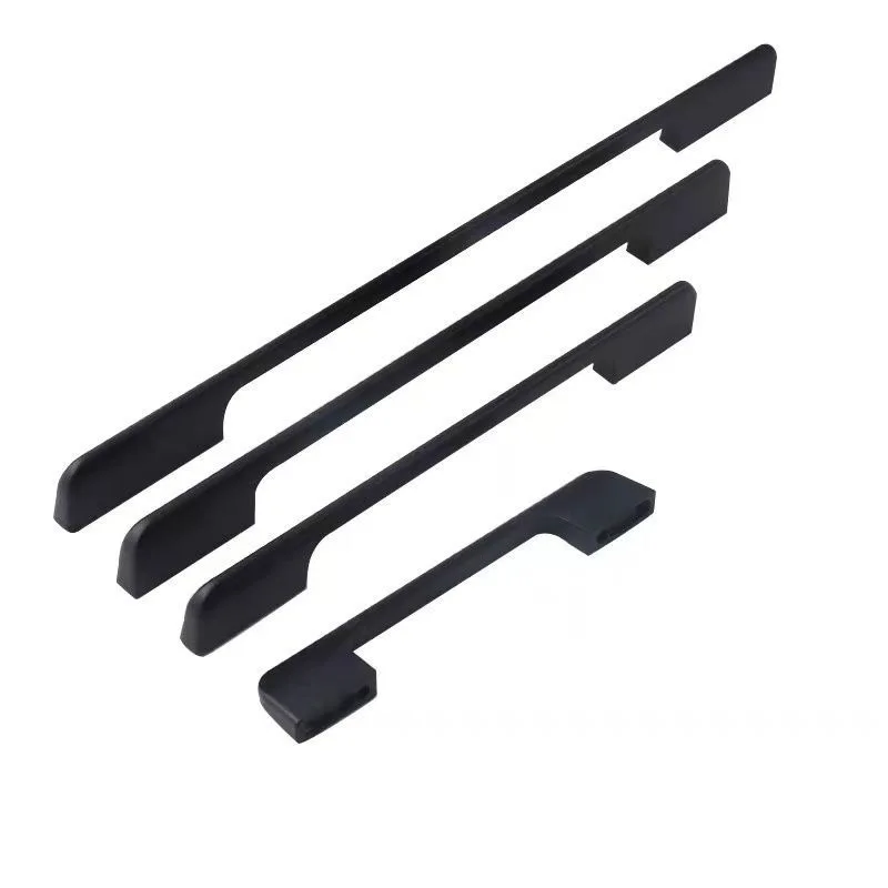 115mm-1000mm Aluminum Alloy Black Kitchen Cabinet Handles Solid Pulls Hardware for Cupboard Wardrobe Bathroom Dresser Drawers