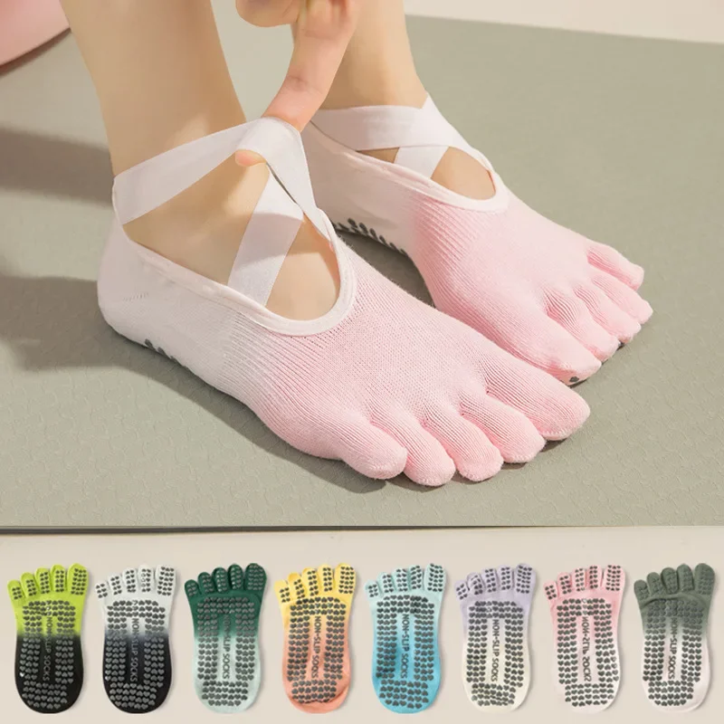 

Yoga Socks Professional Silicone Non-slip Gradient Pilates Socks Backless Breathable Five-finger Indoor Gym Fitness Sports Socks