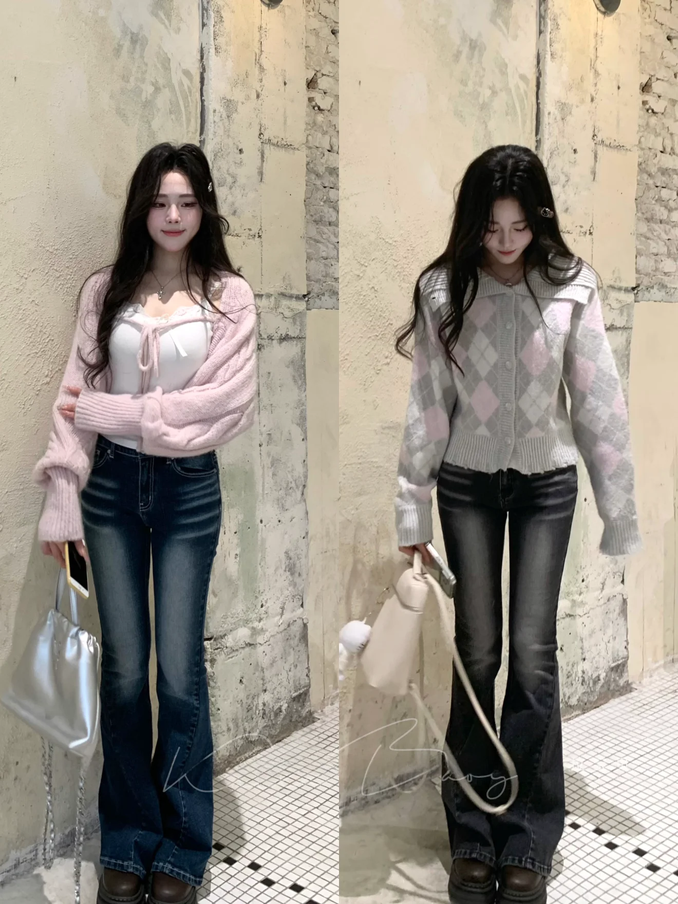 

High Waist Cotton Stretch Denim Jeans Women's Spring Autumn Slimming Micro Flared Jeans Korean Washed Mustard Pattern