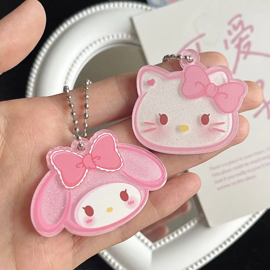 Sanrio Keychain Kawaii Hello Kitty My Melody Kuromi Accessories Cute Sweet Girl Heart Acrylic Cartoon Pendant Good Friend Gift