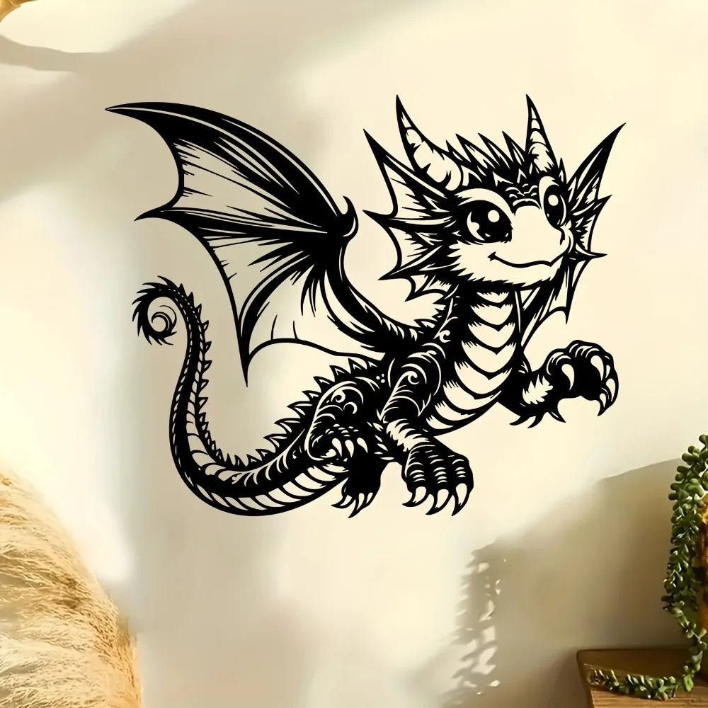 1pc Adorable Dragon Metal Wall Art, Weather-Resistant Iron Sculpture Mural for Fantasy Fans Bedroom Garden Decor