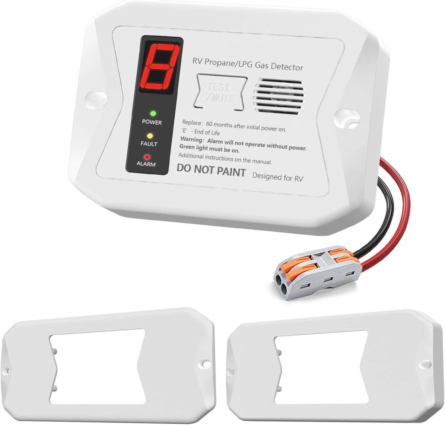 RV Propane Gas Detector, RV Propane/LPG Gas Alarm, DC 12V - Designed For Motorhome Travel. Digital Display; 85dB Alarm
