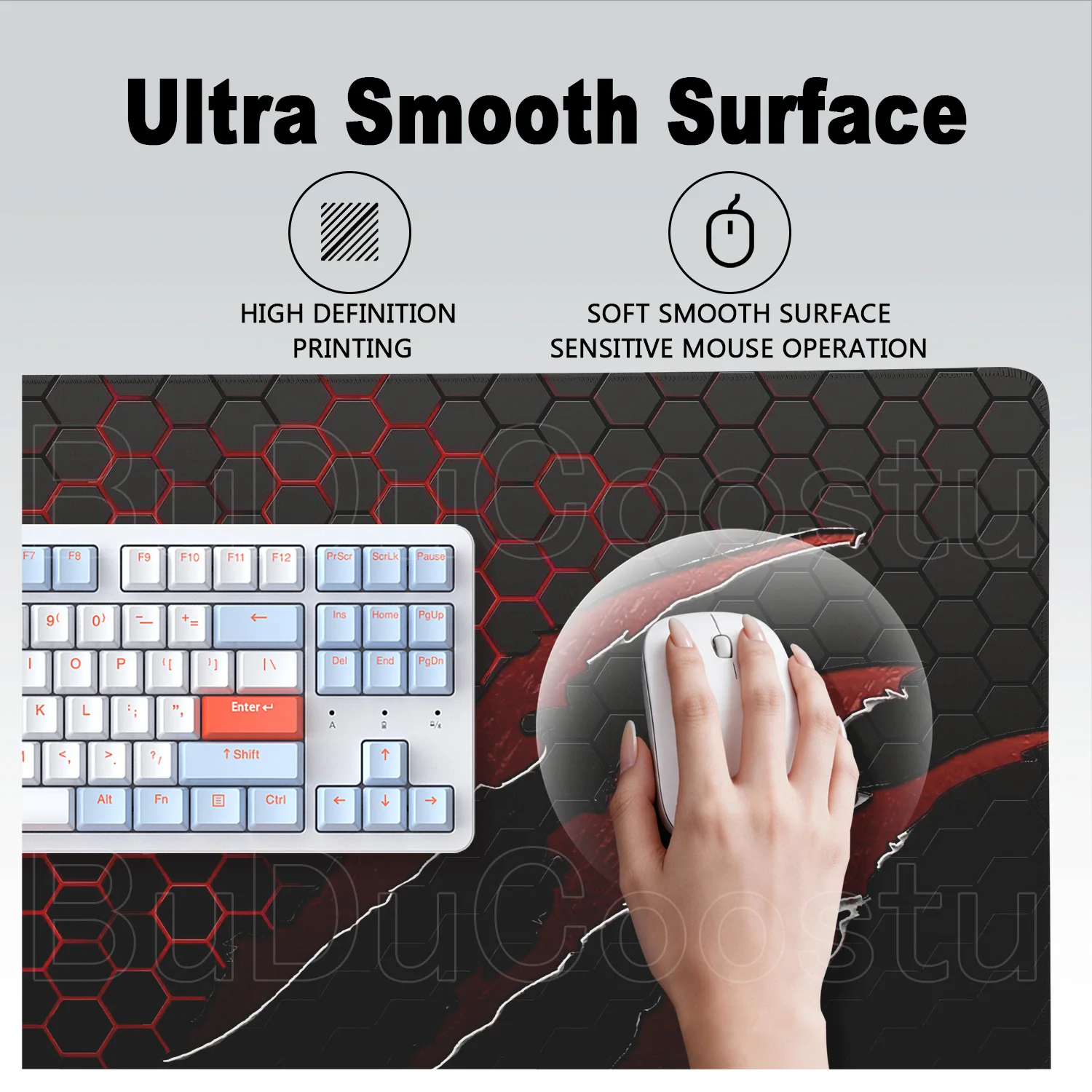 MSI Gamer Mouse Pad with Lock Edge 30x80cm Computer Office Deskmat Geometric Hexagon HD Print Anime Rubber Non-slip Keyboard Mat view 5