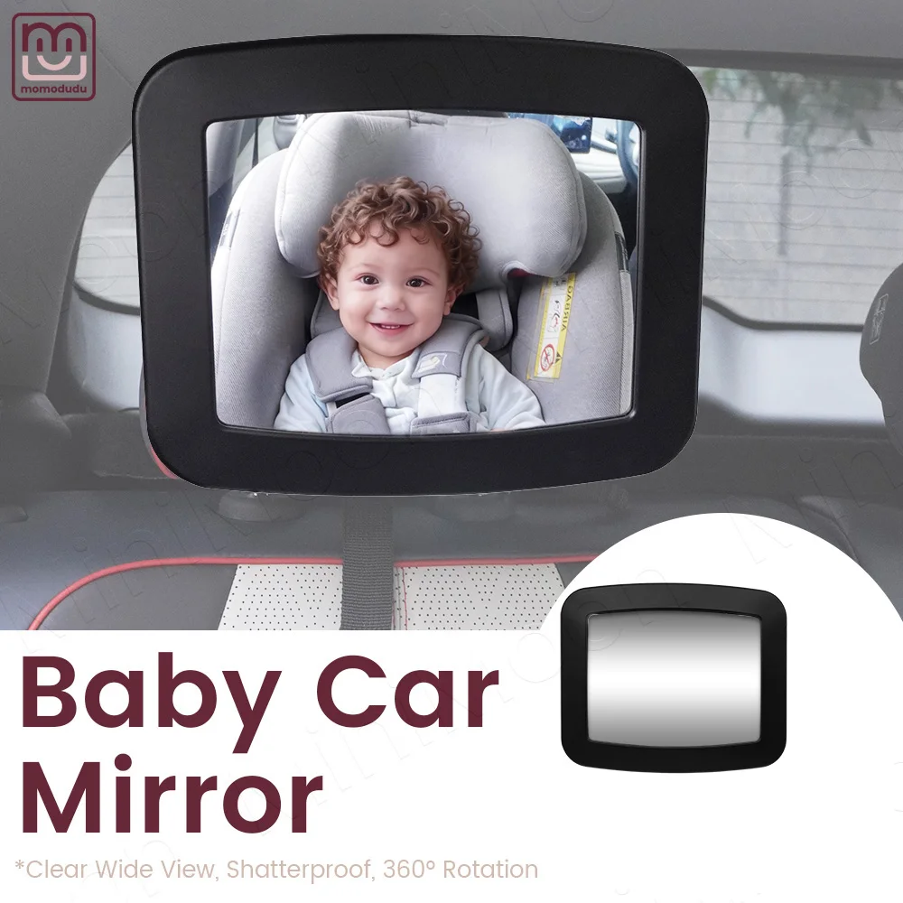 360° Rotatable Shatterproof Baby Car Mirror, Wide-View Rear Seat Monitor for Rear-Facing Infant Safety