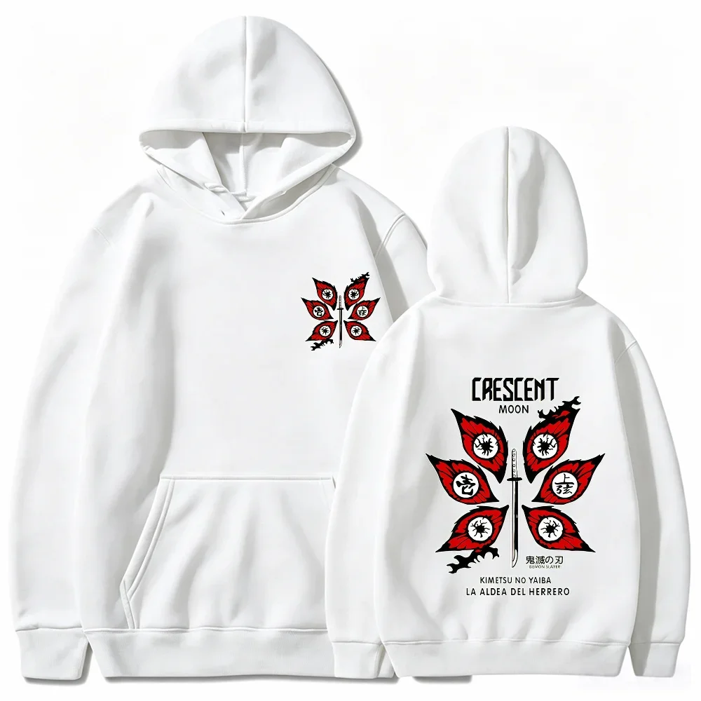 Kimetsu No Yaiba Kokushibo Symbol Hoodie Unisex Anime Print Pullover Sweatshirt Casual Streetwear Winter Hooded Tops