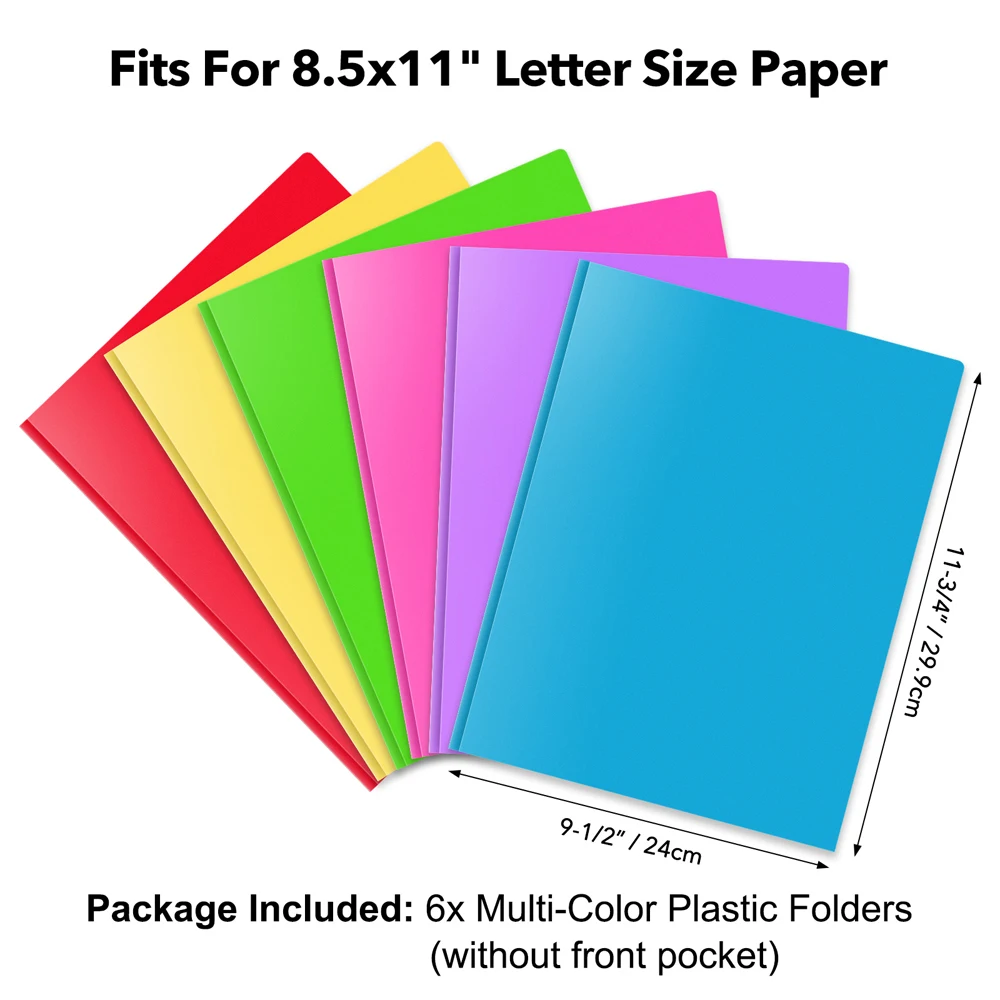 Heavy-Duty Plastic 3-Prong Folder,2 Inner Pockets, No Front Pocket,8.5x11