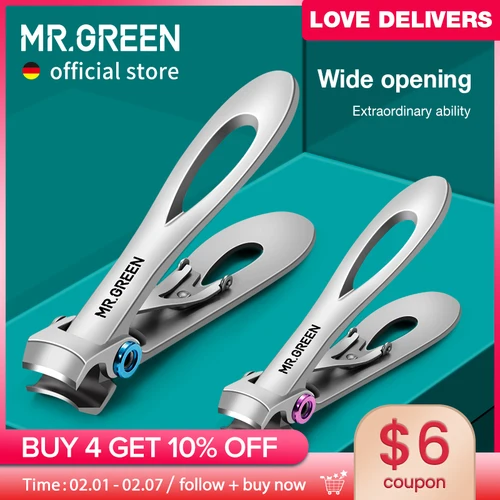 Imagen 1 del producto MR.GREEN cortaúñas de acero inoxidable, dos tamaños disponibles, cortador de uñas para manicura, tijeras gruesas y duras para uñas de los pies, herramientas