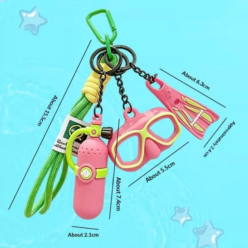 Niedlicher Silikon-Schlüsselanhänger mit Tauchmotiv und Handgelenksband, Mini-Ausrüstungsanhänger für Taucher, zur täglichen Verwendung und zur Dekoration von Taschen. – Detail 7