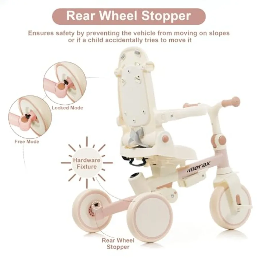 Triciclo para bebé 7 en 1, triciclo para niños pequeños, marco plegable, jinete ligero para niños con Pedal extraíble de 1 a 6 años