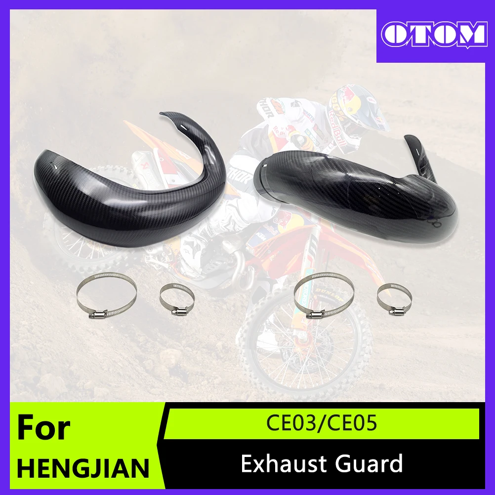 OTOM Motorcycle Exhaust Hood Carbon Fiber Protector 2-stroke Exhaust Pipe Suitable for HENGJIAN Z300 Pit Mud Bicycle Accessories