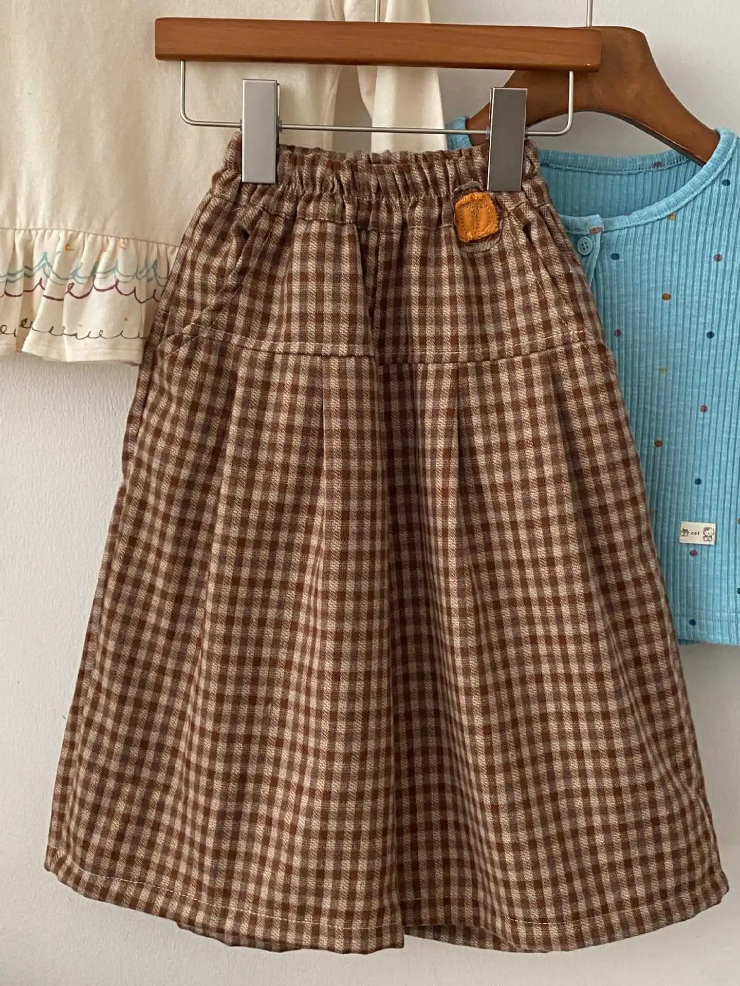 Girls Pants 2026 Spring and Autumn New Children's Clothing Korean Style Girl Baby Fashion Casual Design Feel Woolen Plaid Pants 5