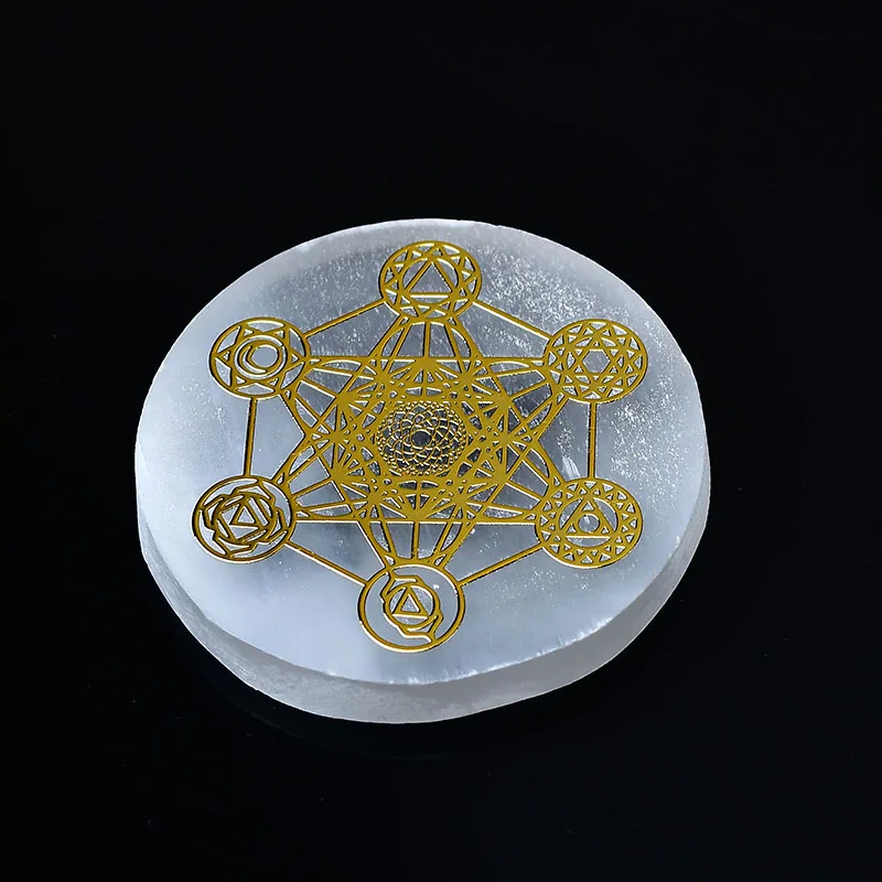 1PC Natural Selenite Circle Plate Healing Crystal Charging Mineral Chakras Plate Gypsum Slab Minerals Specimen Home Decor Gift - view 2