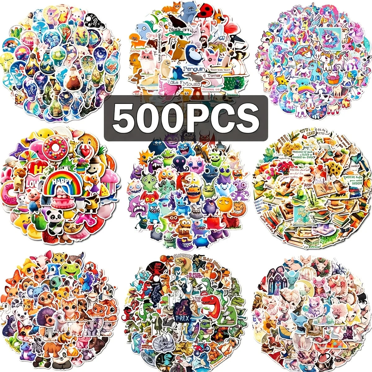 500枚入りお買い得ステッカーセット-–-バレットジャーナル、マグカップ、スマホケース、ノートブック用のワンストップデコレーションキット