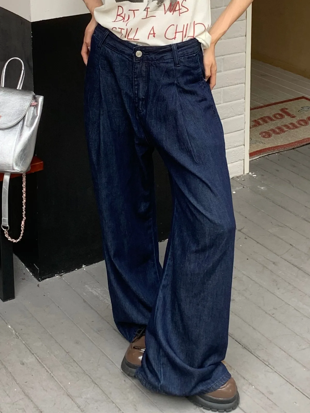 ZHISILAO Baggy Wide Leg Jeans Women Vintage Loose High Waist Floor Denim Pants Streetwear Summer 2024