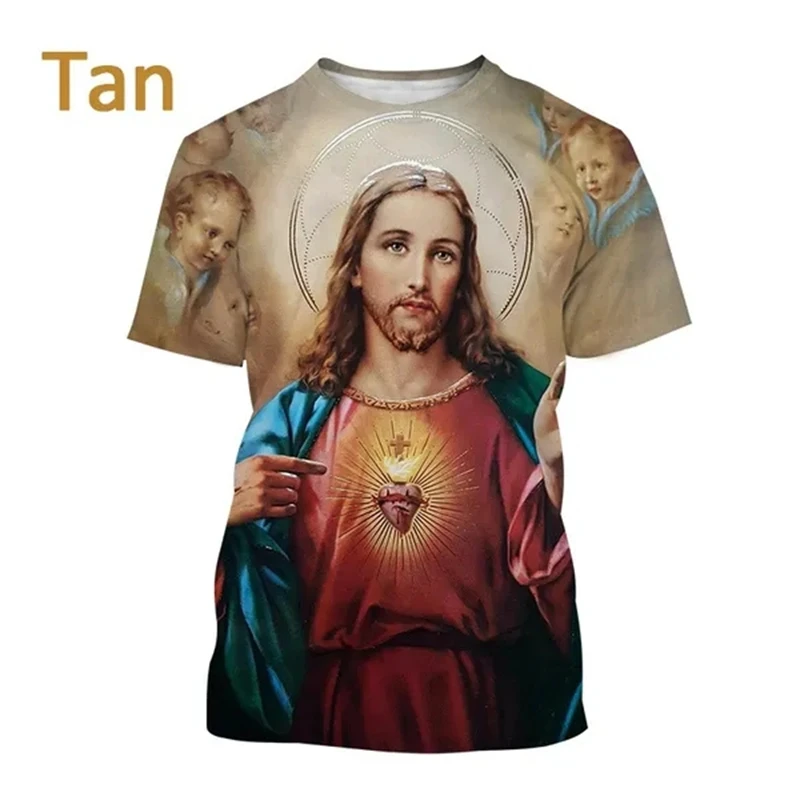 Men\'s T Shirts Jesus Love All Christians 3D Printing Summer Women\'s Short Sleeve Casual T-shirt Fashion Breathable Tops Clothing