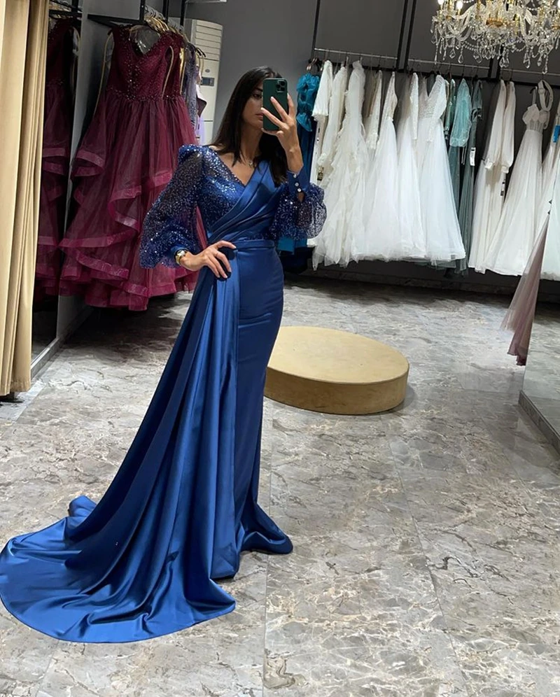 

Sparkly V-neck Beaded Tulle Prom Dress Party Dress Formal Evening Dresses Satin Formal Party Gowns Vestidos De Fiesta