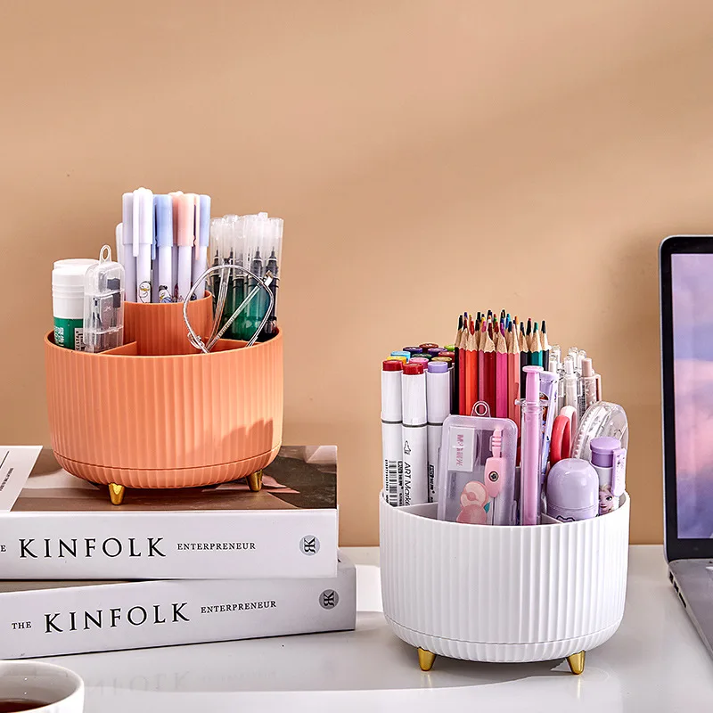 Desk Organizer, 360-Degree Rotating Pen Holder for Desk, Desk Organizers and Accessories with 5 Compartments Pencil Organizer