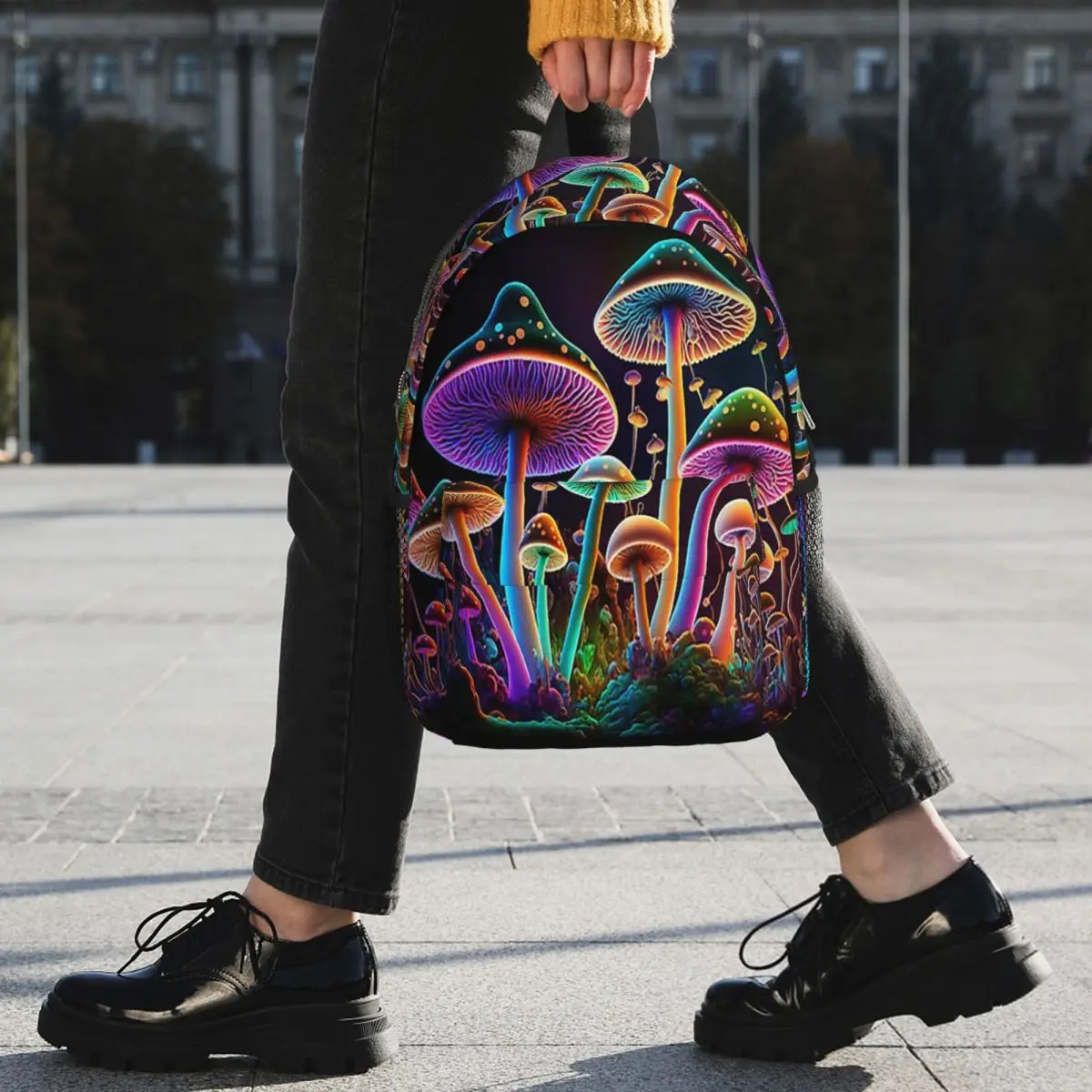 Glowing Psychedelic Mushrooms Trippy Mushroom Backpack Student BookBag Boys Girls School Bag Laptop Shoulder Bags