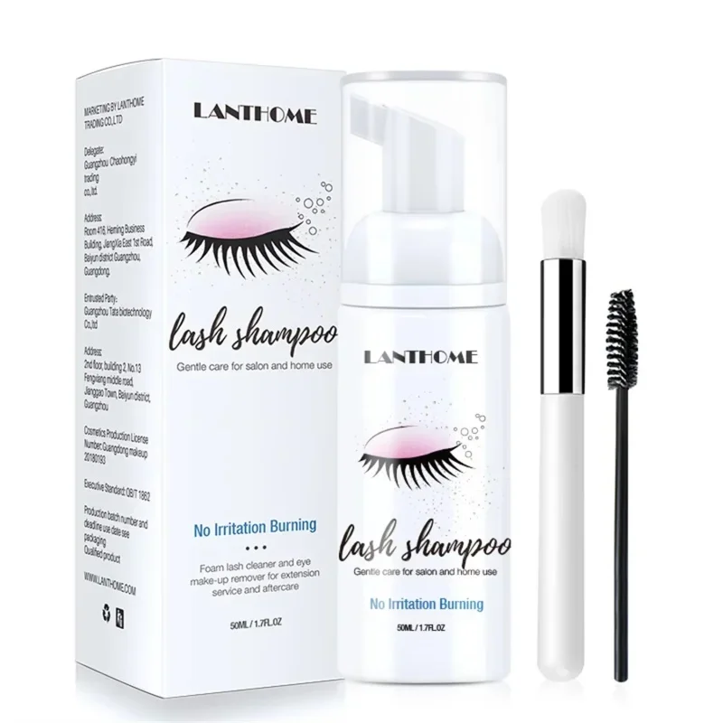 Kit de shampoing nettoyant pour Extension de cils, 50ML, Mousse, maquillage rapide, ensemble de Mousse pour enlever la colle, nettoyage en profondeur avec brosse