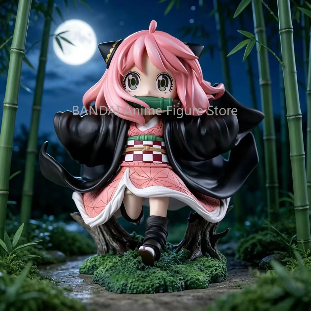 Kawaii Anya Forger x Nezuko Kamado Niedliche Version Figur Spy x Family Demon Slayer Crossover Anime-Figur Sammler-Puppe Geschenk