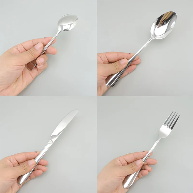 silver Dinnerware Set Luxury Cutlery Steel Set Quality Tableware spoon Knives Forks Dining Dinner Western Food Restaurant