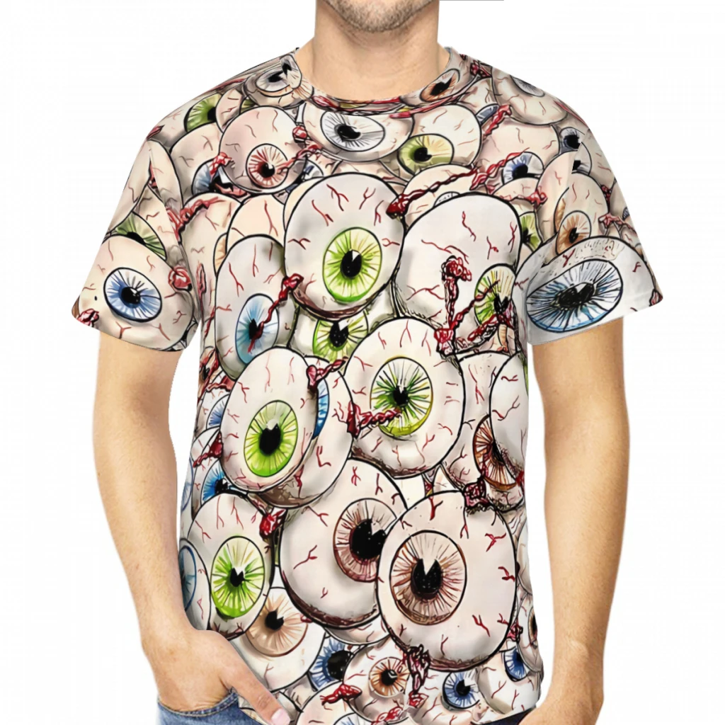 Towers off Balls Polyester 3D Print Eye Pattern Men's T Shirt Outdoor Sports Quick-drying Clothes Loose Street Tees